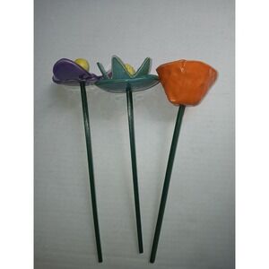 Three Beautiful Colorful Rustic Ceramic‎ Flowers